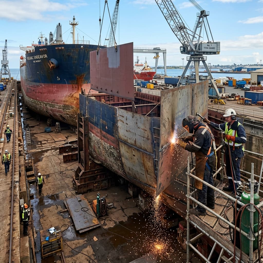 Rekonstruksi Lambung Kapal Kargo (10.000 DWT)